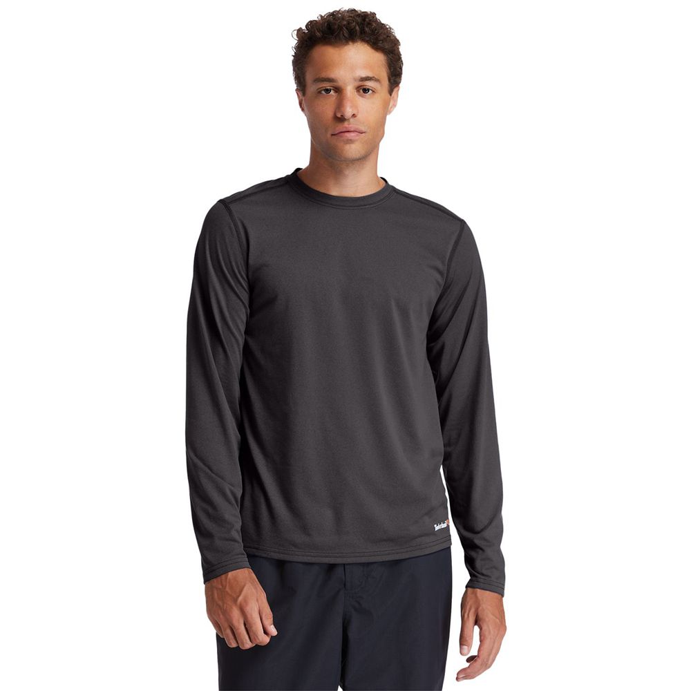 Timberland Mens T-Shirts PRO® Wicking Good Sport Long-Sleeve - Dark Grey - India SD4621750